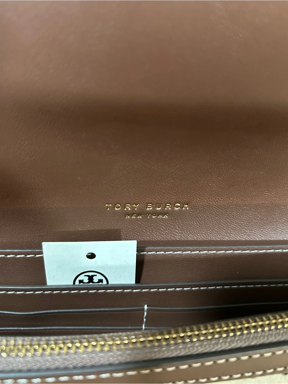 Tory Burch Cream, Brown & Black Striped Crossbody Bag